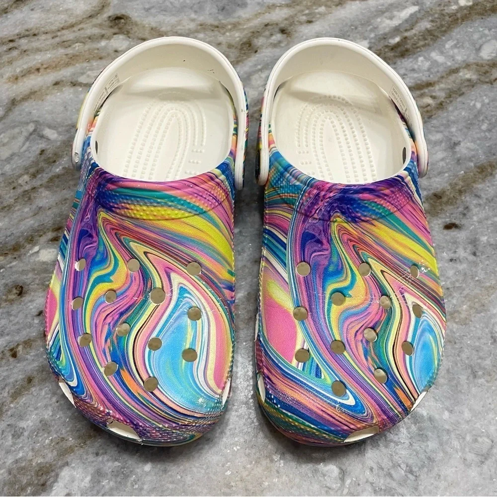 Crocs Out Of This World Classic Clog Tie Dye Swirl Colorful Kids J 3